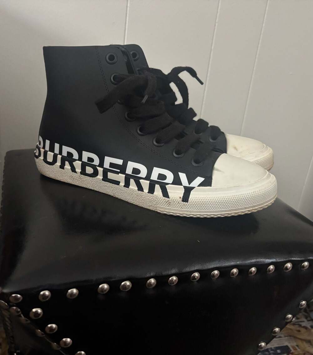 Burberry Larkhall Black Canvas High Top Logo Sneakers